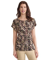 Jones New York Women's Floral-Print Keyhole Top