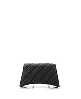 Pre-Owned Balenciaga Small Crush Chain Flap Bag Quilted Denim