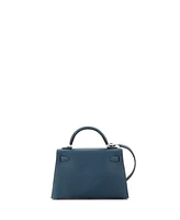 Pre-Owned Hermes Kelly 20 Handbag Blue Epsom with Electrum Hardware