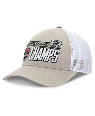 Fanatics Men's Gray/White Florida Panthers 2025 Nhl Eastern Conference Champions Locker Room Adjustable Hat