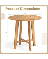 Patio Dining Table with Slatted Tabletop and X-shaped Frame