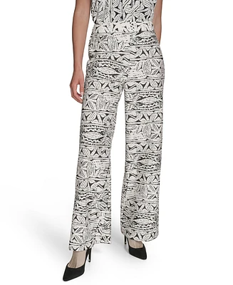 Halston Women's Printed High-Rise Wide-Leg Pants