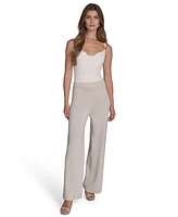 Halston Women's High-Rise Wide-Leg Knit Pants