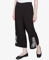 Ruby Rd. Petite Soft Tropical Fern Embroidered Capri Pants
