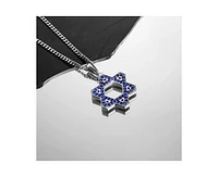 Vincero Men's Star of David Pendant with Blue Spinel Sterling Silver