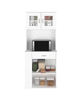 Depot E-shop Victoria Pantry Double Door Cabinet, One Drawer, Two Shelves, Three Side Shelves, White