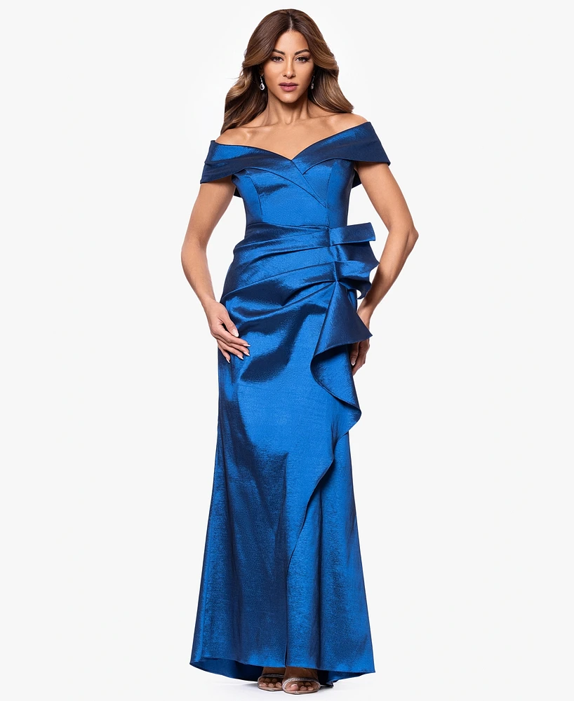 Xscape Petites Sweetheart-Neck Long Sheath Dress