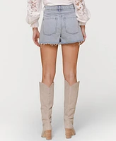 Avec Les Filles Women's Crochet-Front Denim Cutoff Shorts