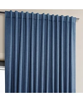 Half Price Drapes Denim Extra Wide Textured Faux Linen Room Darkening Curtain