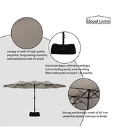 15 Ft Patio Umbrella with Base Included Outdoor Double-sided Extra Large Table Market