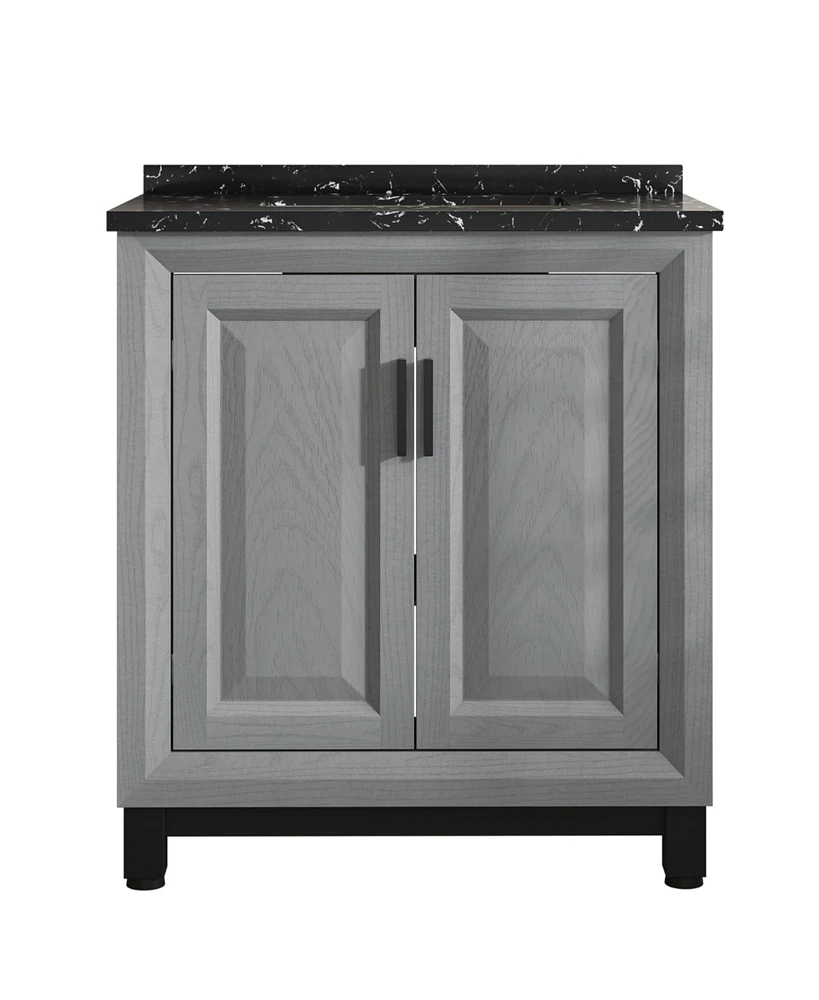 Festival 30" Bathroom Vanity with Marbel Undermount Sink and Glass Shelves Storage Cabinet
