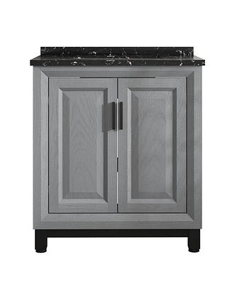 Festival 30" Bathroom Vanity with Marbel Undermount Sink and Glass Shelves Storage Cabinet