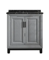 Festival 30" Bathroom Vanity with Marbel Undermount Sink and Glass Shelves Storage Cabinet