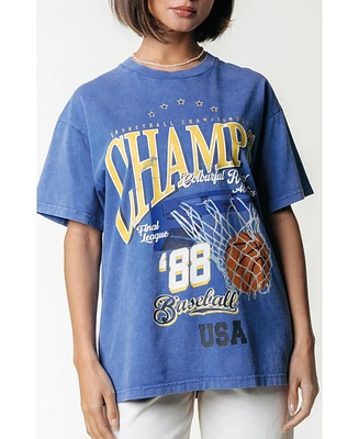 Colourful Rebel Women's Champions Acid Wash Loosefit Tee