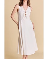 endless rose Women's Front Bow Tie Midi Dress