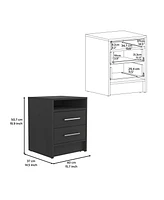 Depot E-shop Leyva Nightstand, Two Drawers, Superior Top