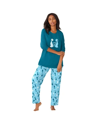 Dreams & Co. Women's Long Sleeve Knit Pj Set