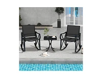 3 Piece Patio Rocking Set with Smooth Motion Outdoor Rocker Chair Bistro