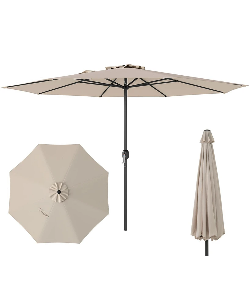 Patio Umbrella with Crank Handle and 8 Sturdy Ribs for Outdoor Shade