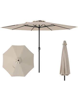 Patio Umbrella with Crank Handle and 8 Sturdy Ribs for Outdoor Shade