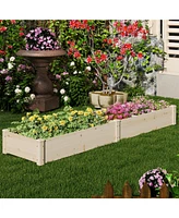 Raised Open-Ended Base Garden Bed with 2 Planter Boxes Divider