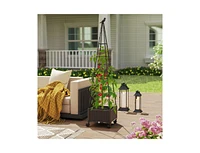 Raised Garden Bed Adjustable with Plant Box and Trellis with Lockable Wheels