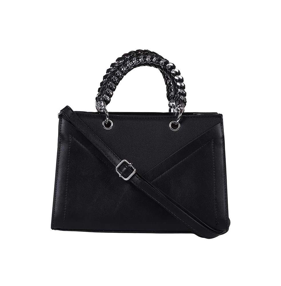 Women's The Overlap-Chainlink Hand Bag - Onyx Black