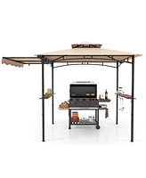 Slickblue Grill Gazebo with Side Awning and Double-Tiered Top for Patio or Backyard