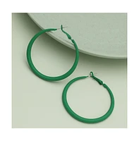 Sohi Women's Green Minimal Hoop Earrings