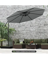 Offset Hanging Patio Umbrella with Base Infinite Tilt for Outdoor Shade