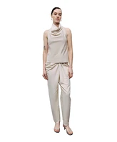 Nocturne Women's Draped Neckline Open Back Detailed Blouse