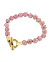 Bling Jewelry Boho Handmade Round Faceted Natural Stone 8MM Ball Bead Stacking Bracelet Gold Tone Stainless Steel