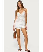 Edikted Women's Arlie Floral Texured Sheer Halter Top