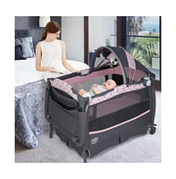 Slickblue Toddler 3-in-1 Portable Playard with Storage Rack and Carry Bag