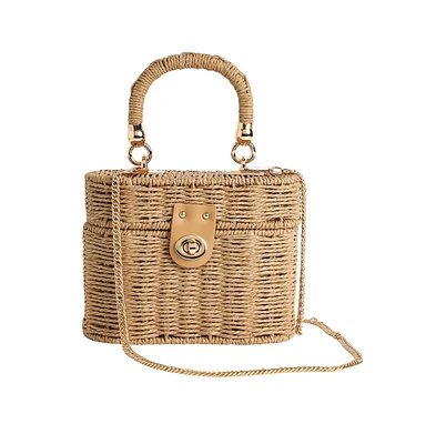 Women's The Straw-Lunea Hand Bag - Khaki Brown