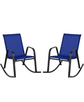 Set of 2 Metal Patio Rocking Chair with Breathable Seat Fabric