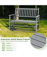 Slickblue 2 Seats Outdoor Glider Bench with Armrests and Slatted Seat