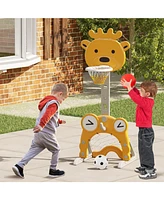 4-in-1 Toddler Height Adjustable Basketball Hoop with Ring Toss for 3+ Kids