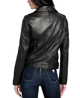 Guess Women's Asymmetric Belted Leather Moto Jacket