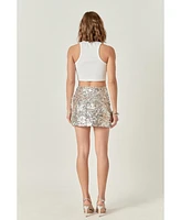 endless rose Women's Beaded Sequins Mini Skirt