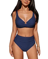 Cupshe Women's Underwire Adjustable Straps Ruched Bikini Sets