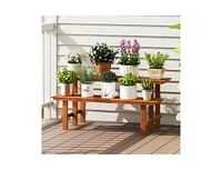 2-Tier Wood Plant Stand Ladder Plant Shelf for Indoor Outdoor