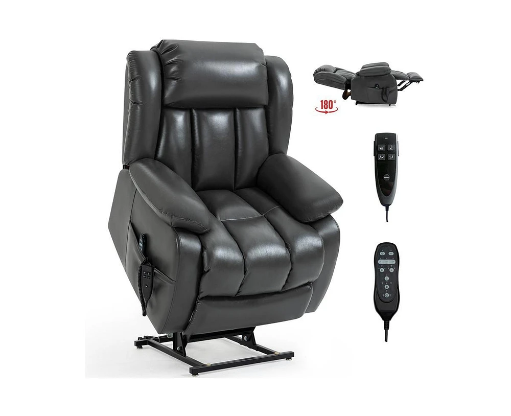Casainc Dual Motor Infinite Position Up to 350 Lbs Electric Medium size Leatheraire Power Lift Recliner Chair with 8-Point Vibration Massage and Lumba