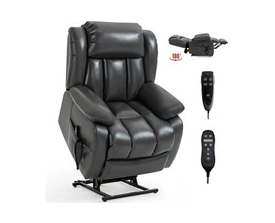 Casainc Dual Motor Infinite Position Up to 350 Lbs Electric Medium size Leatheraire Power Lift Recliner Chair with 8-Point Vibration Massage and Lumba