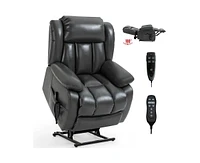 Casainc Dual Motor Infinite Position Up to 350 Lbs Electric Medium size Leatheraire Power Lift Recliner Chair with 8-Point Vibration Massage and Lumba