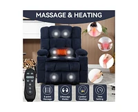 Dual Motor Infinite Position Up to 350 Lbs Chenille Power Lift Recliner Chair, Heavy Duty Motion Mechanism with 8-Point Vibration Massage and Lumbar H