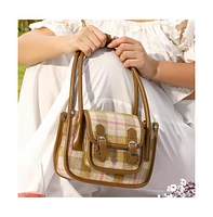 Women's The Tartan Shoulder Bag - Tan Brown & Yellow Ochre