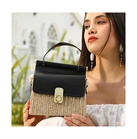 Women's The Small Straw-Medecin Hand Bag - Onyx Black