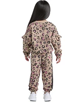 adidas Toddler & Little Girls Printed Flutter-Sleeve Pullover Sweatshirt Elastic-Waistband Jogger Pants, 2 Piece Set