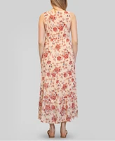 Almost Famous Juniors' Chiffon Printed V-Neck Sleeveless Maxi Dress